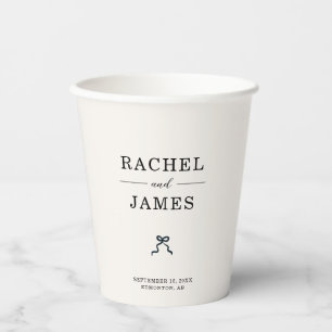 Minimalist Elegant Wedding Custom Name Bows Paper Cups