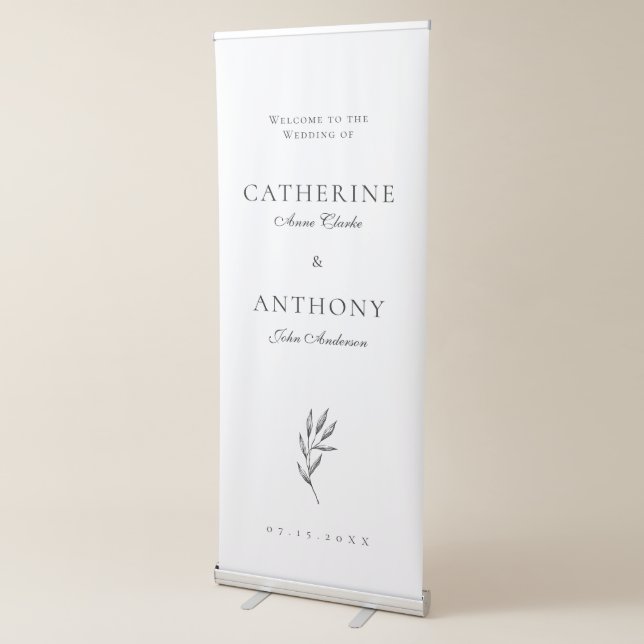 Minimalist Elegant Wedding Custom Name Welcome Retractable Banner (3/4)