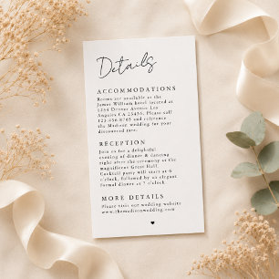 Minimalist Elegant Wedding Details Enclosure Card