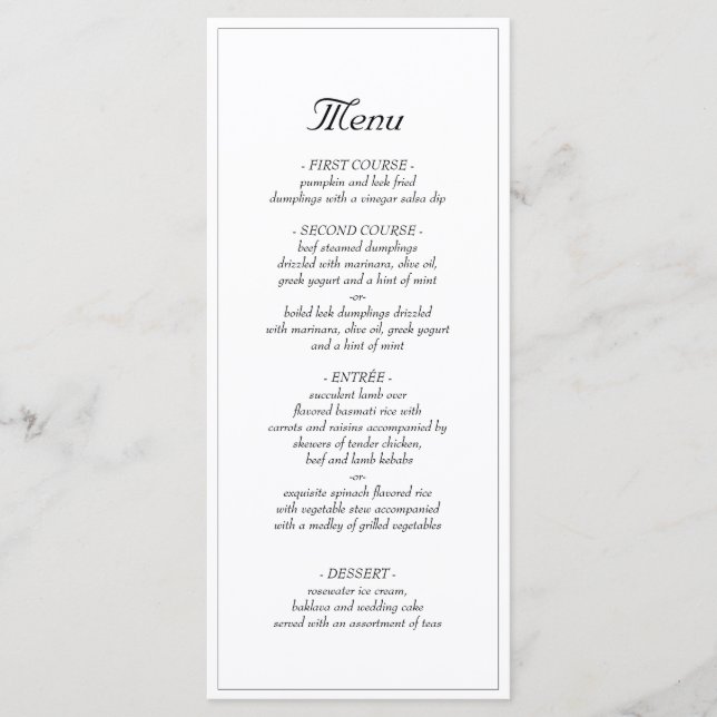 Minimalist Elegant Wedding Dinner Menu (Front)