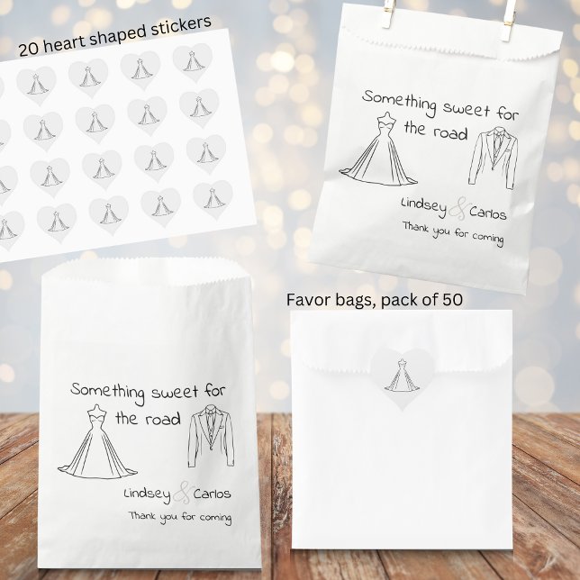 minimalist elegant wedding dress silhouette  heart sticker (20 stickers, perfect for closing of favor bags or envelopes of the same collection. )