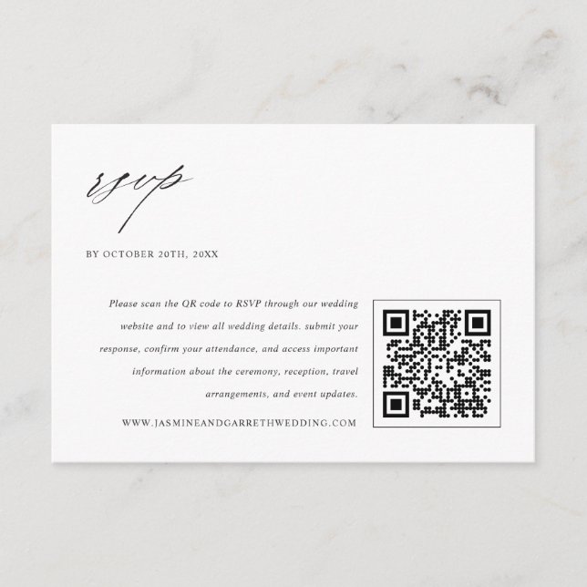 Minimalist Elegant Wedding Enclosure RSVP Card (Front)
