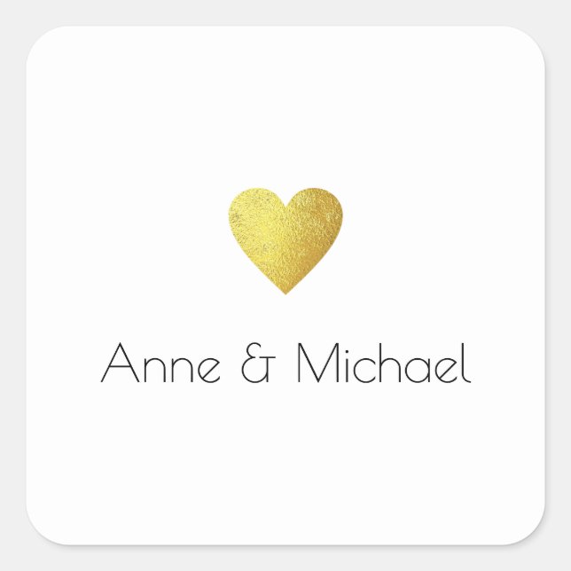 Minimalist Elegant Wedding heart on white  Square Sticker (Front)