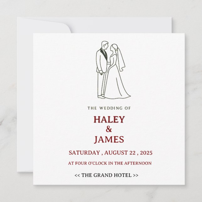 Minimalist Elegant Wedding  Invitation (Front)