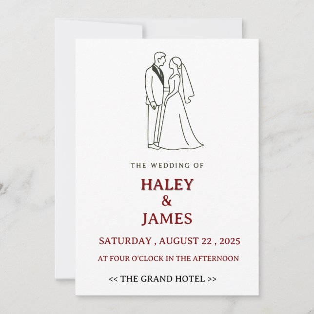Minimalist Elegant Wedding  Invitation (Front)