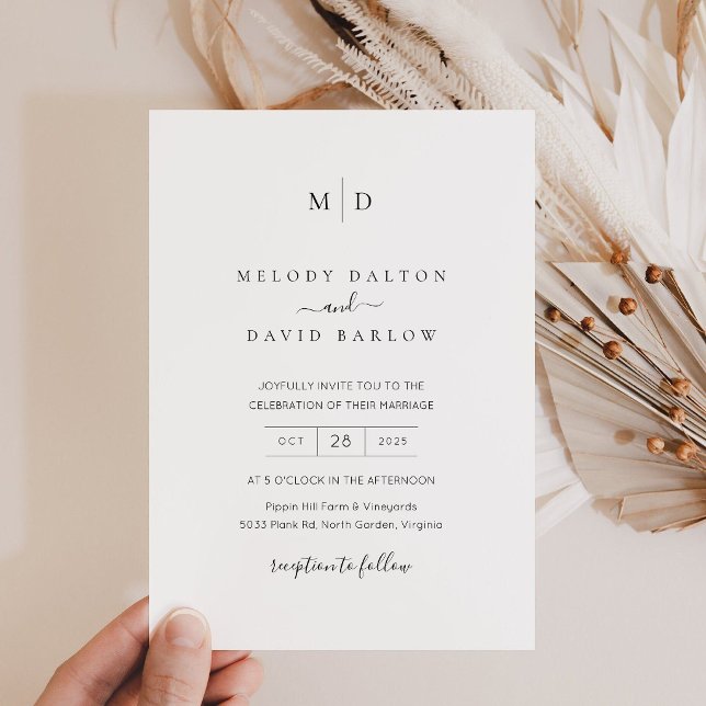 Minimalist Elegant Wedding Invitation Template (Modern Elegant Wedding Invitation with Monogram)