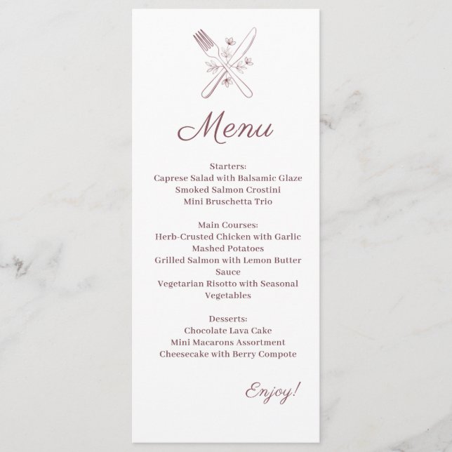 Minimalist Elegant Wedding Menu (Front)