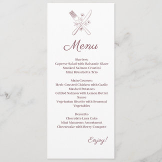 Minimalist Elegant Wedding Menu