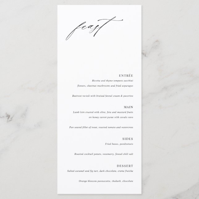 Minimalist Elegant Wedding Menu Card (Front)