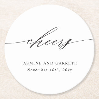 Minimalist Elegant Wedding Paper Coaster Card