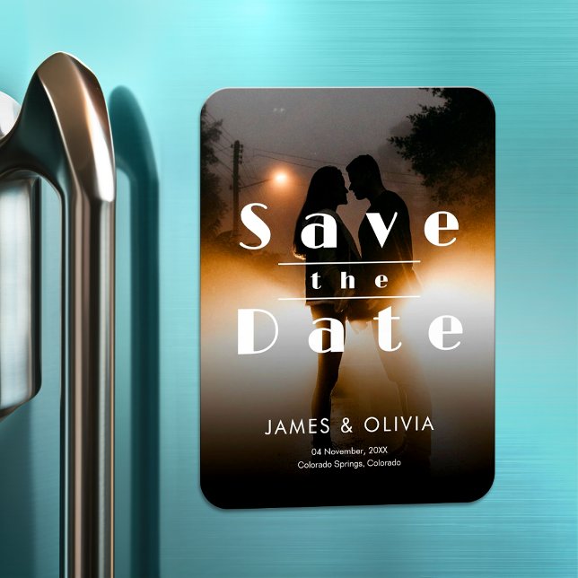 Minimalist Elegant Wedding Photo Save The Date Magnet (Creator Uploaded)