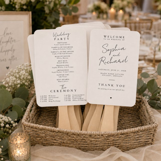 Minimalist Elegant Wedding Program Hand Fan (Creator Uploaded)