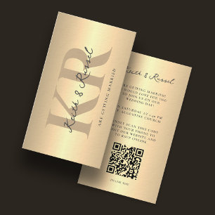 Minimalist Elegant Wedding QR Code Gold Invitation
