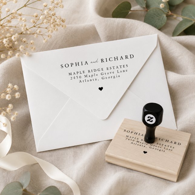 Minimalist Elegant Wedding Return Address Rubber Stamp (Creator Uploaded)