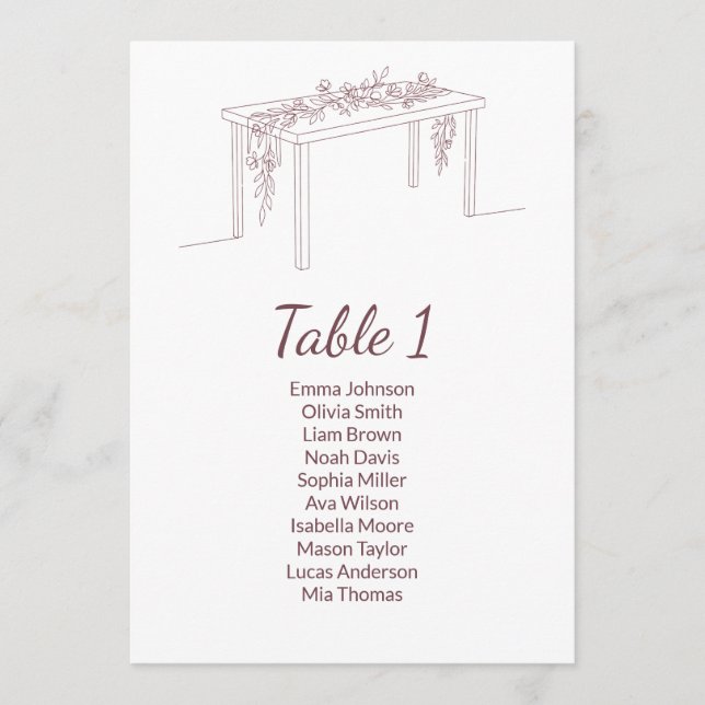 Minimalist Elegant Wedding Seating Chart Cards (Front)