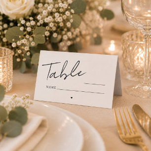 Minimalist Elegant Wedding Table Number Place Card