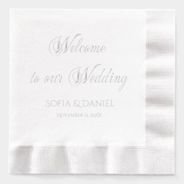Minimalist  Elegant Welcome to Our Wedding Foil Napkins (Front)