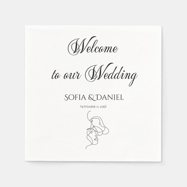 Minimalist  Elegant Welcome to Our Wedding Napkin (Front)
