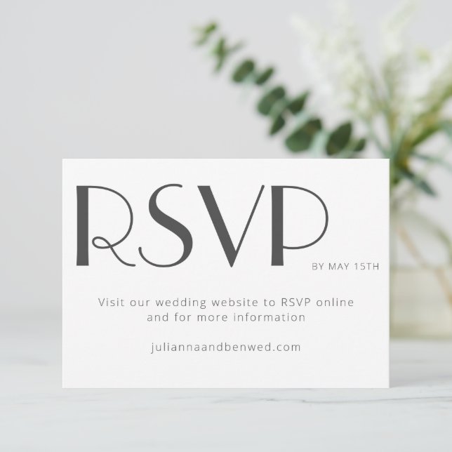 Minimalist Elegant White Art Deco Wedding Online RSVP Card (Standing Front)