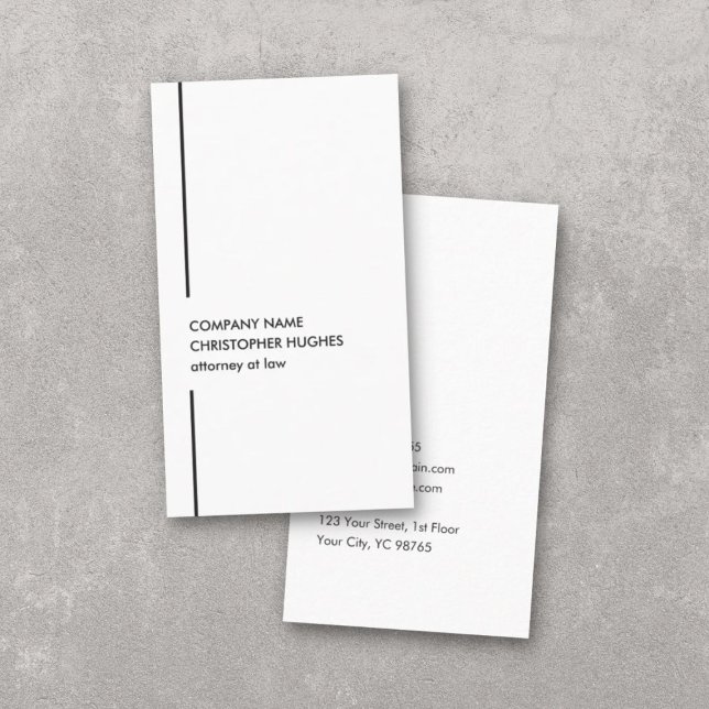 Minimalist Elegant White Black Line Attorney Business Card (Creator Uploaded)