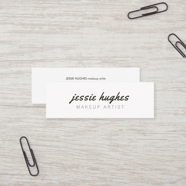 Minimalist Elegant White Black Makeup Artist Mini Business Card (Front/Back In Situ)