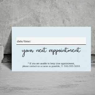 Minimalist Elegant White Blue Beauty  Appointment Card