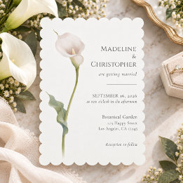 Minimalist Elegant White Calla Lily Wedding Invitation