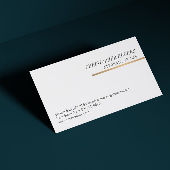 Minimalist Elegant White Faux Copper Line Attorney Business Card (Creator Uploaded)