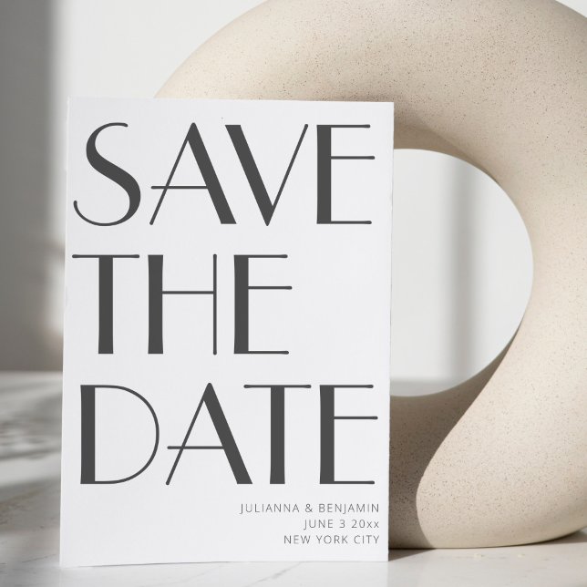 Minimalist Elegant White Grey Art Deco Wedding Save The Date (Creator Uploaded)