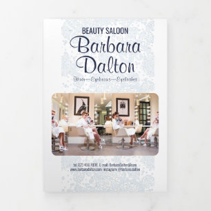 Minimalist Elegant White Lace Collection  Tri-Fold Card