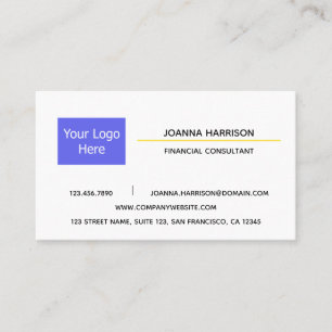 Minimalist Elegant White Logo Company Gold Line Business Card