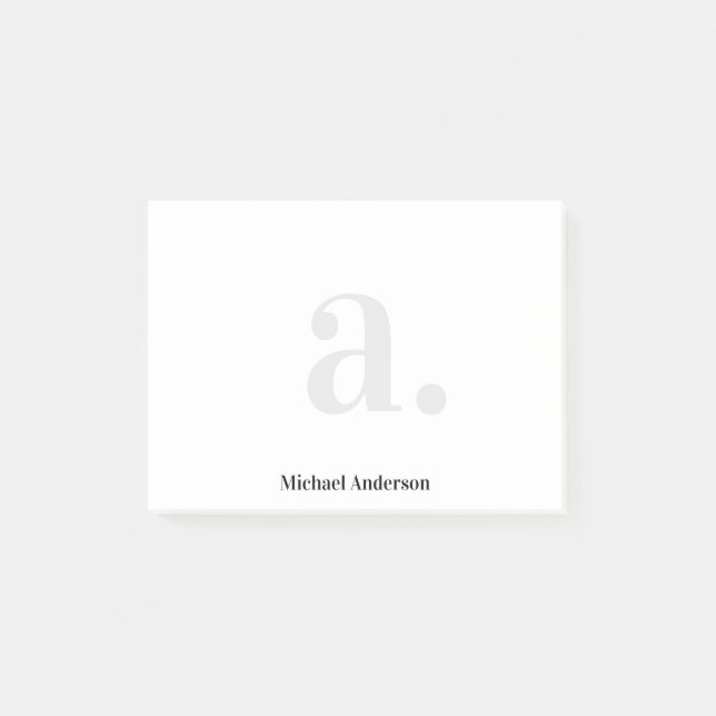 Minimalist Elegant White Monogram Modern  Post-it Notes (Front)