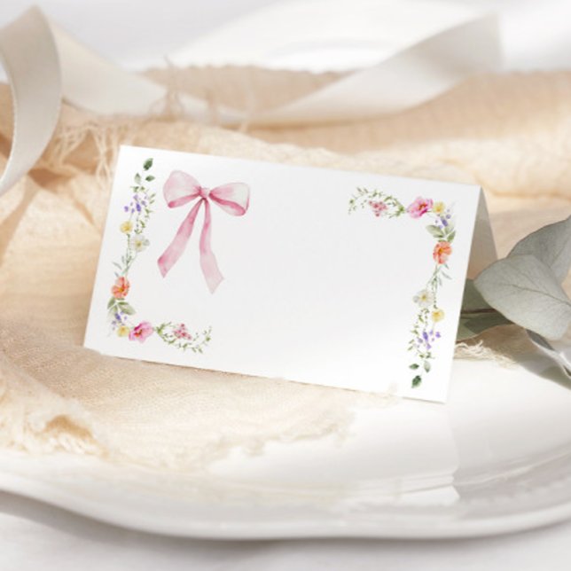 Minimalist elegant wildflower Bow place card (Creator Uploaded)
