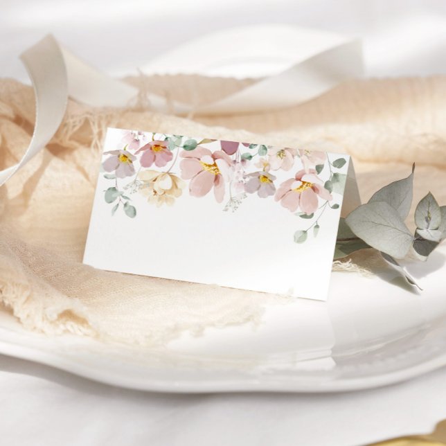 Minimalist elegant wildflowers wedding place card (Creator Uploaded)