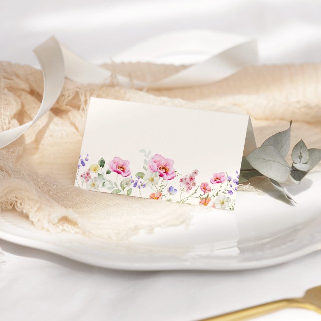 Minimalist elegant wildflowers wedding place card (Creator Uploaded)