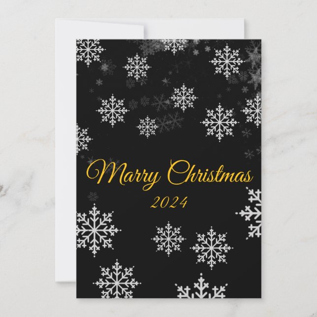 Minimalist Elegant Winter Merry Christmas  Holiday Card (Front)