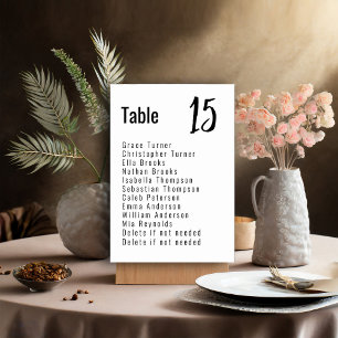 💍 Minimalist Elegant with Guest list Table Number