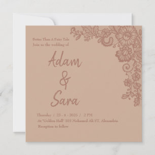 Minimalist Elegent Lace wedding invitation 