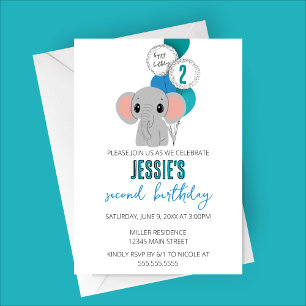 Minimalist Elephant Birthday Party Invitatoin Invitation