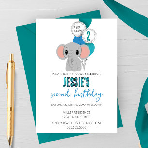 Minimalist Elephant Birthday Party Invitatoin Invitation