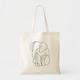 Minimalist Elephant Line Art Tote Bag