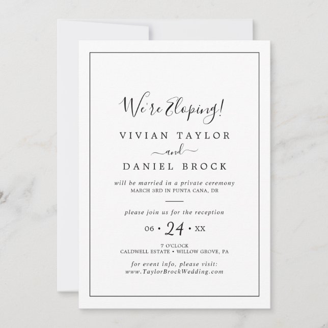 Minimalist Elopement Reception Invitation (Front)