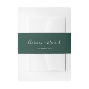 Minimalist Emerald Emerald Green Wedding Invitation Belly Band