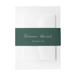 Minimalist Emerald Emerald Green Wedding Invitation Belly Band