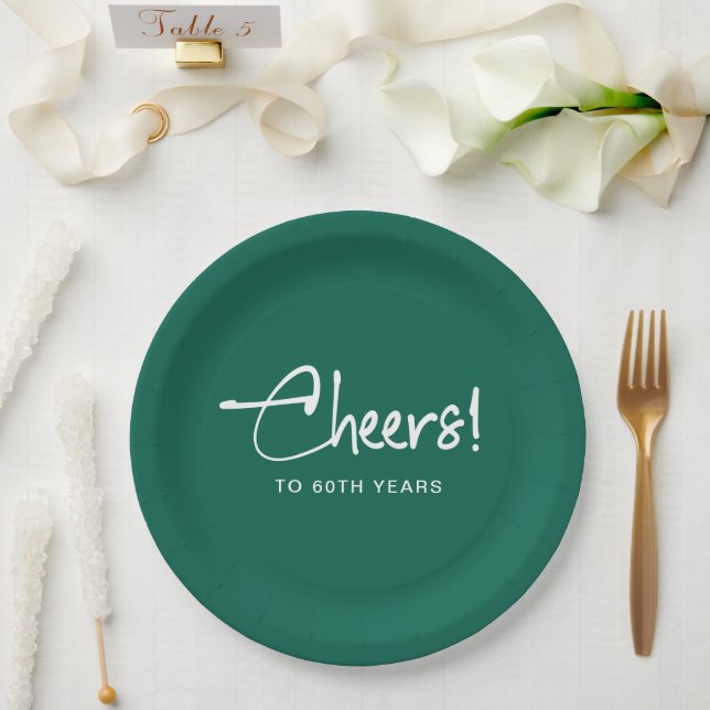 Minimalist Emerald Green Adult Birthday Party  Paper Plate (Wedding)