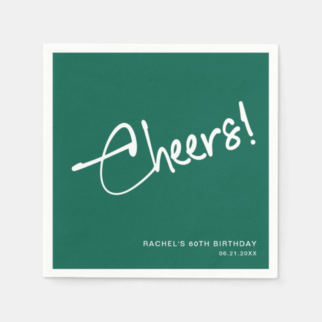 Minimalist Emerald Green Birthday Party Paper Napkin (Front)