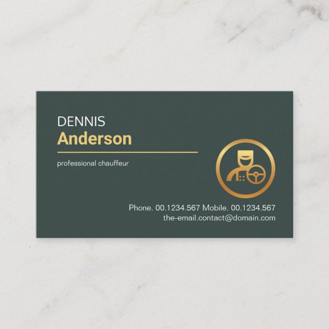 Minimalist Emerald Green Chauffeur Driver Business Card (Front)