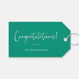 Minimalist Emerald Green Custom Congratulations Gift Tags