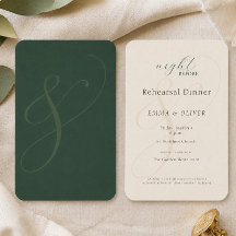 Minimalist Emerald Green Elegant Rehearsal Dinner