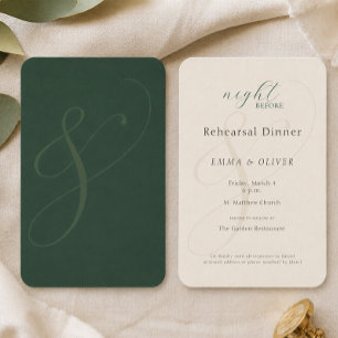 Minimalist Emerald Green Elegant Rehearsal Dinner Enclosure Card